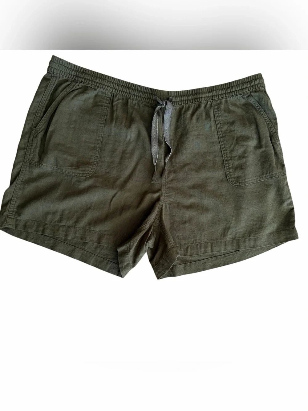 Eddie Bauer Olive Green Linen blend Drawstring Shorts size XXL - Picture 2 of 4